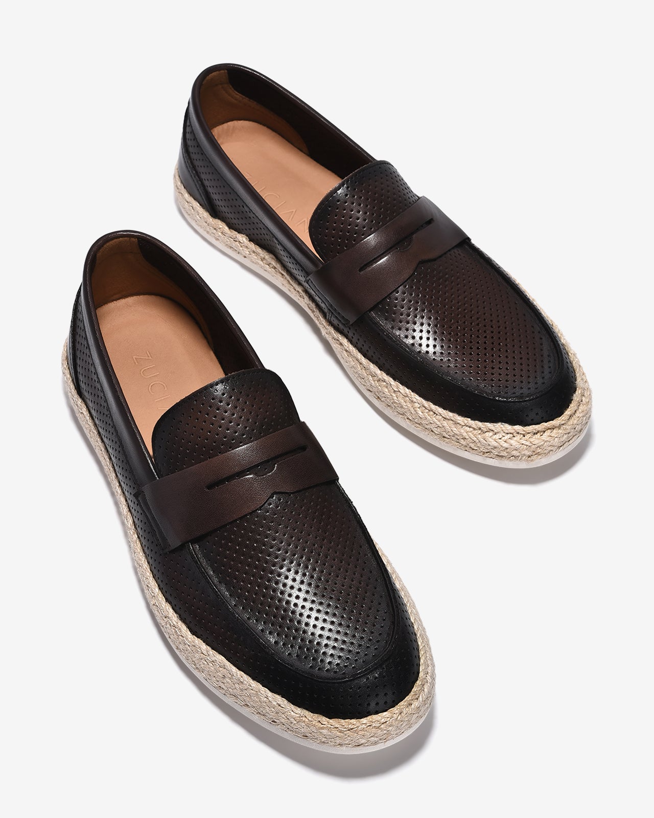 Giày Lười Nam Zuciani Đục Lỗ Đế Cói-GRW17-Nâu Color1