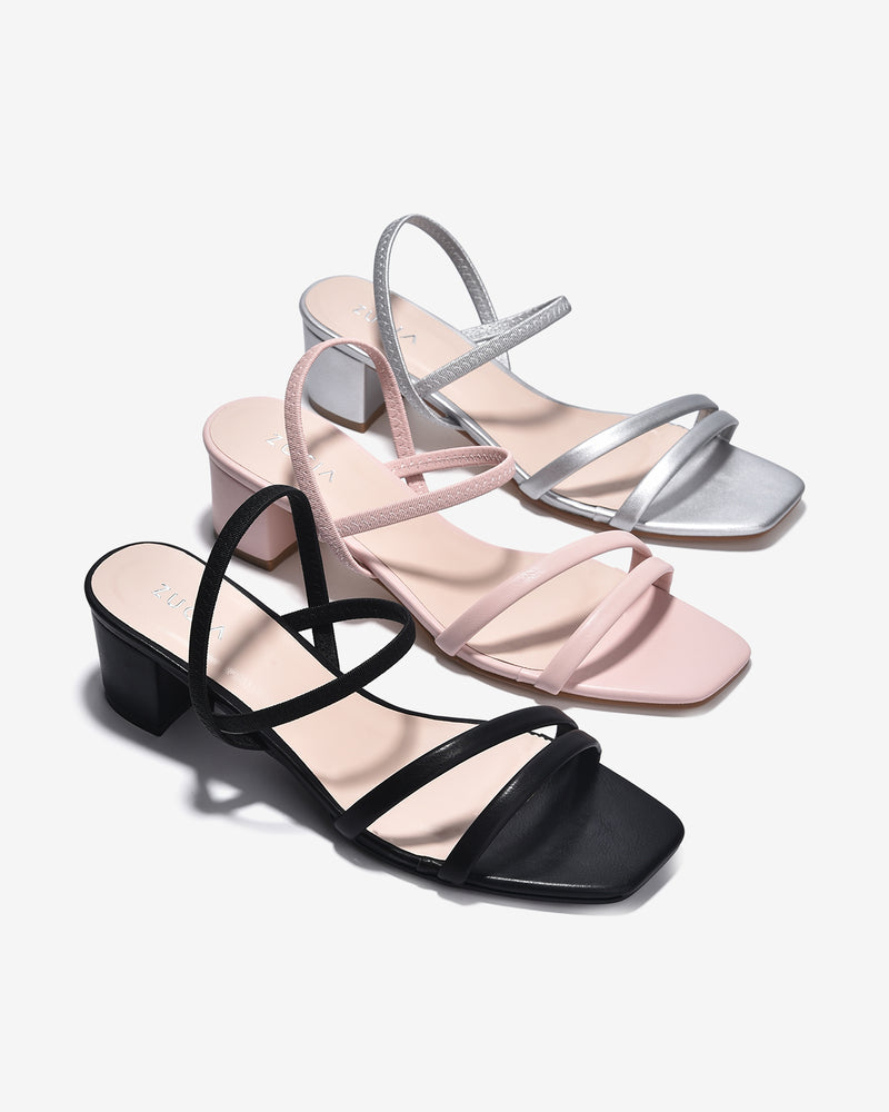 Giày Sandal Cao Gót Zucia Quai Mảnh Trơn-SHLG9-Đen Color3