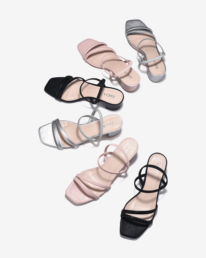 Giày Sandal Cao Gót Zucia Quai Mảnh Trơn-SHLG9-Xám Color3