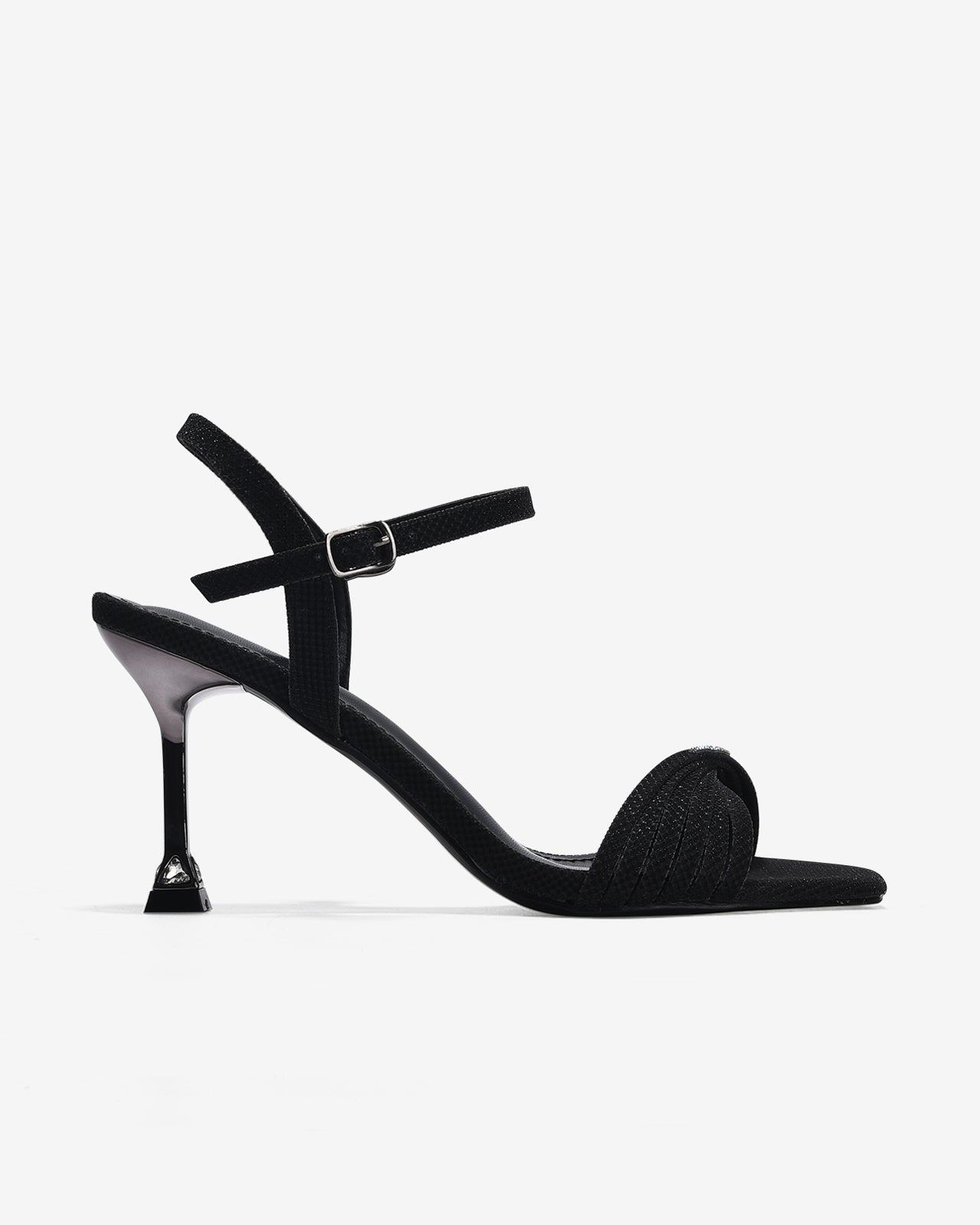 Giày Sandal Cao Gót Zucia Quai Xoắn Ánh Kim-SHLJ6-Đen Color2First