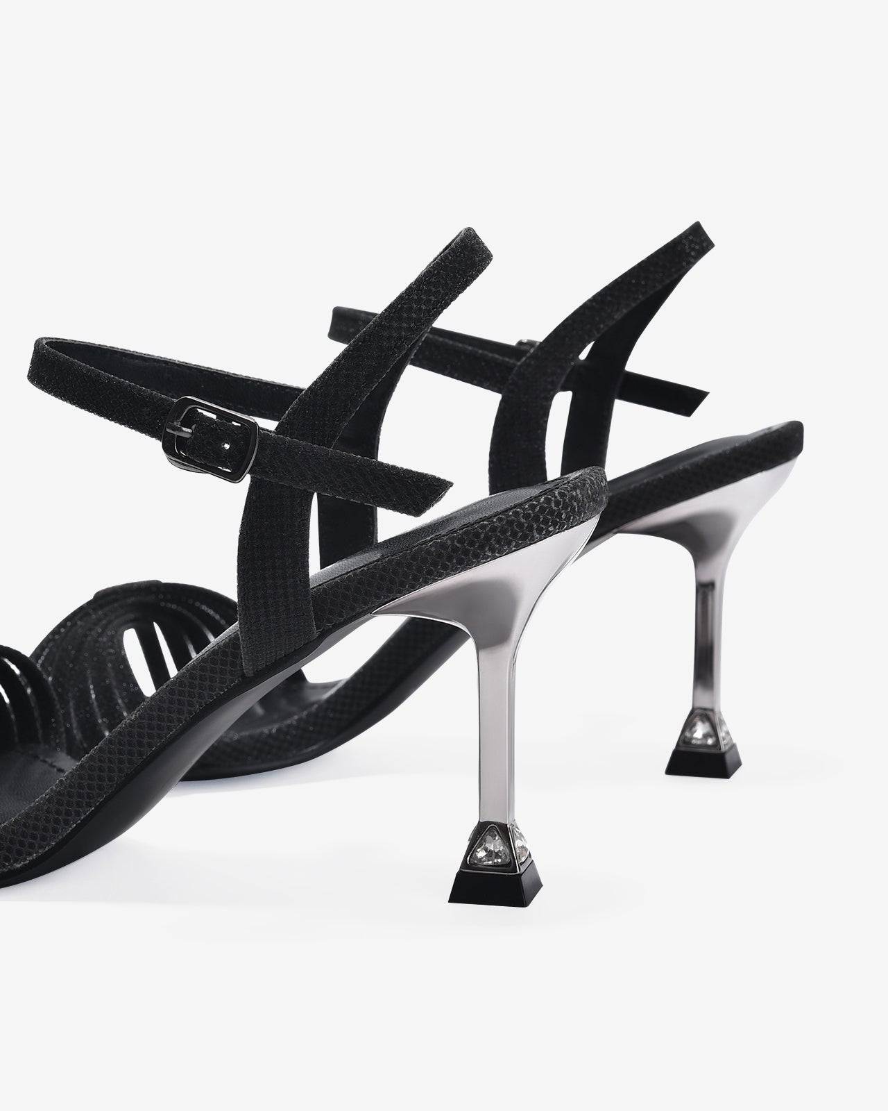 Giày Sandal Cao Gót Zucia Quai Xoắn Ánh Kim-SHLJ6-Đen Color2