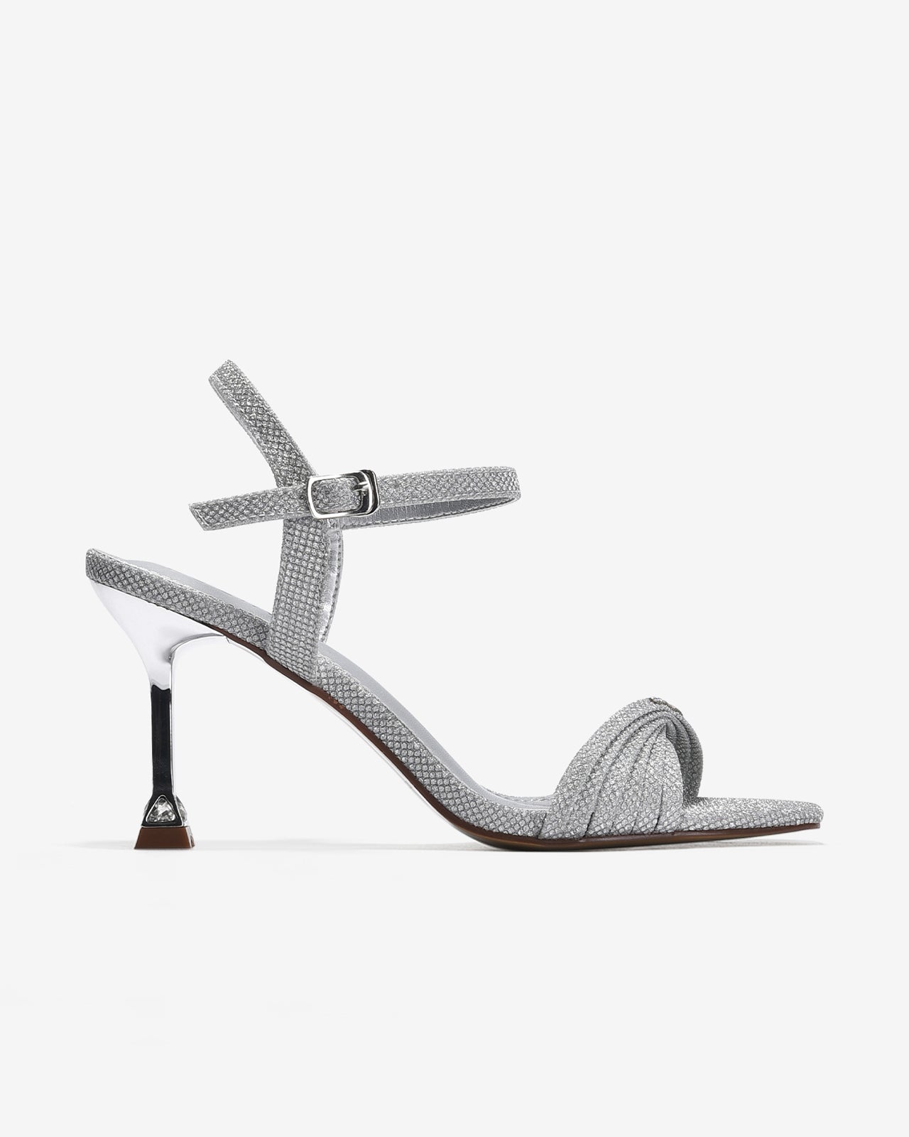 Giày Sandal Cao Gót Zucia Quai Xoắn Ánh Kim-SHLJ6-Xám Color2First