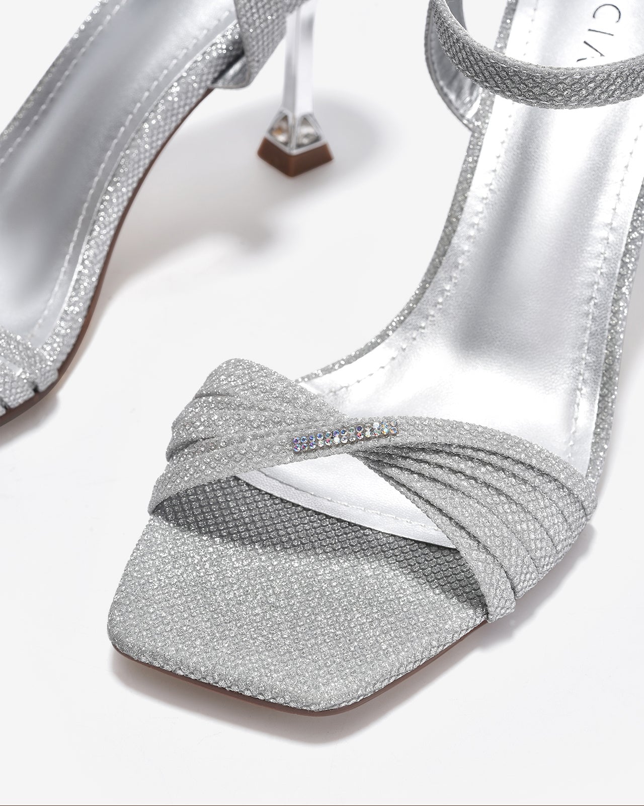 Giày Sandal Cao Gót Zucia Quai Xoắn Ánh Kim-SHLJ6-Xám Color1