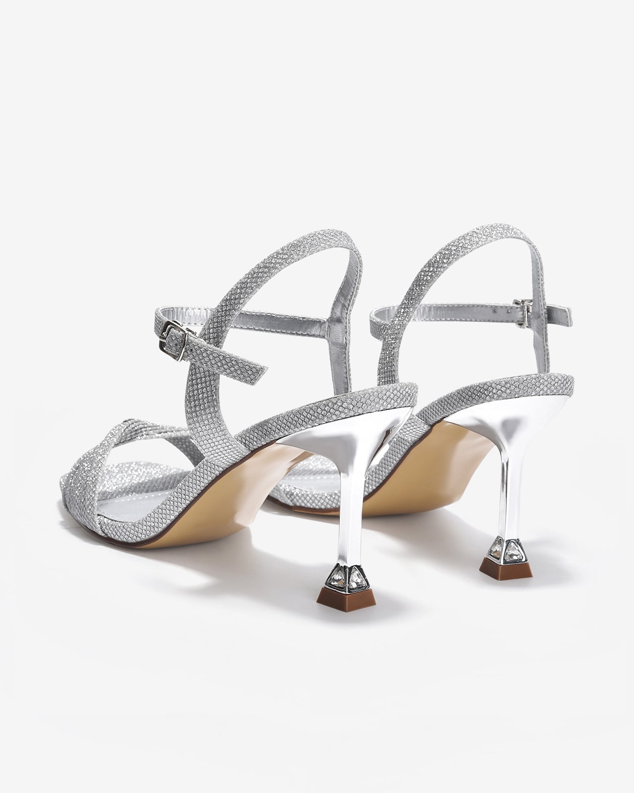 Giày Sandal Cao Gót Zucia Quai Xoắn Ánh Kim-SHLJ6-Xám Color2