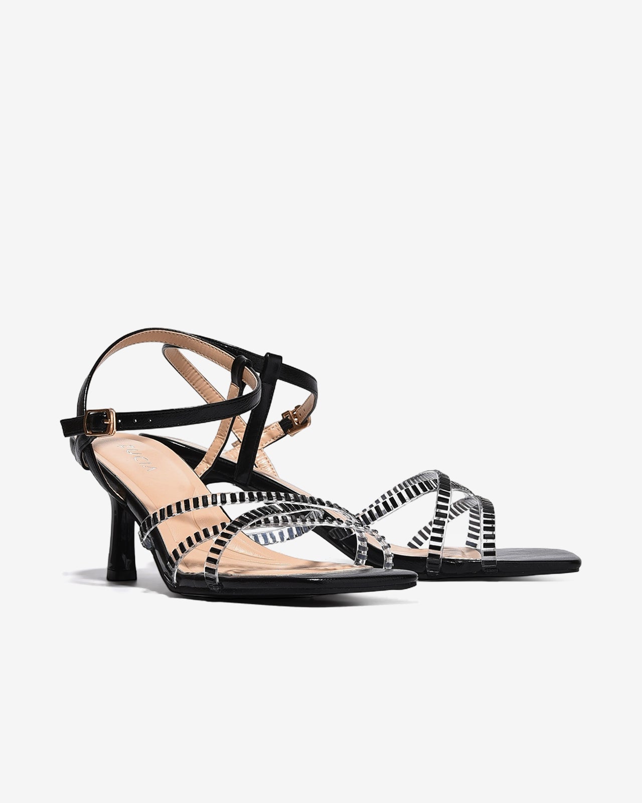 Sandal Cao Gót Zucia Quai Trong Đan Chéo-SHLM6-Đen Color1