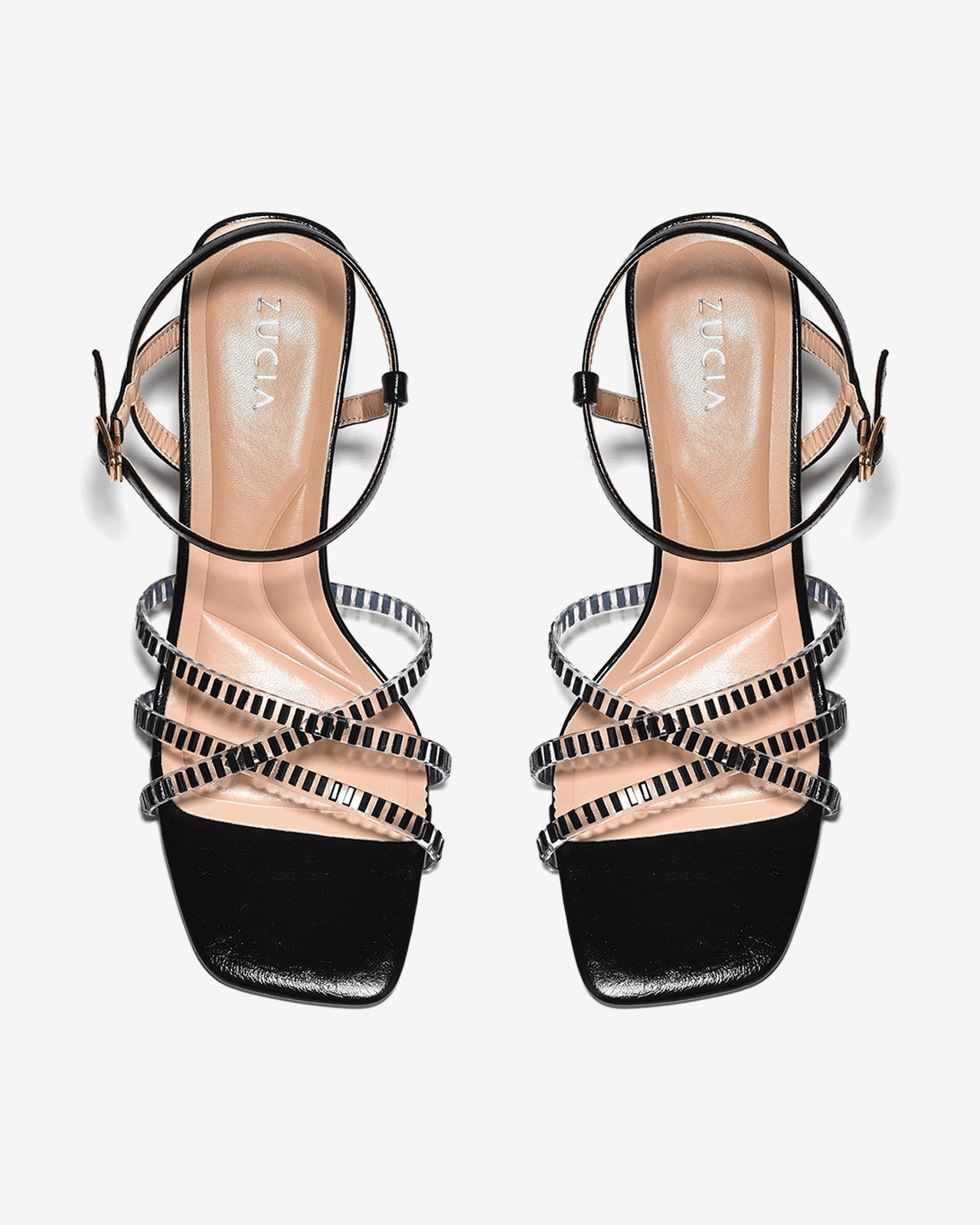 Sandal Cao Gót Zucia Quai Trong Đan Chéo-SHLM6-Đen Color2