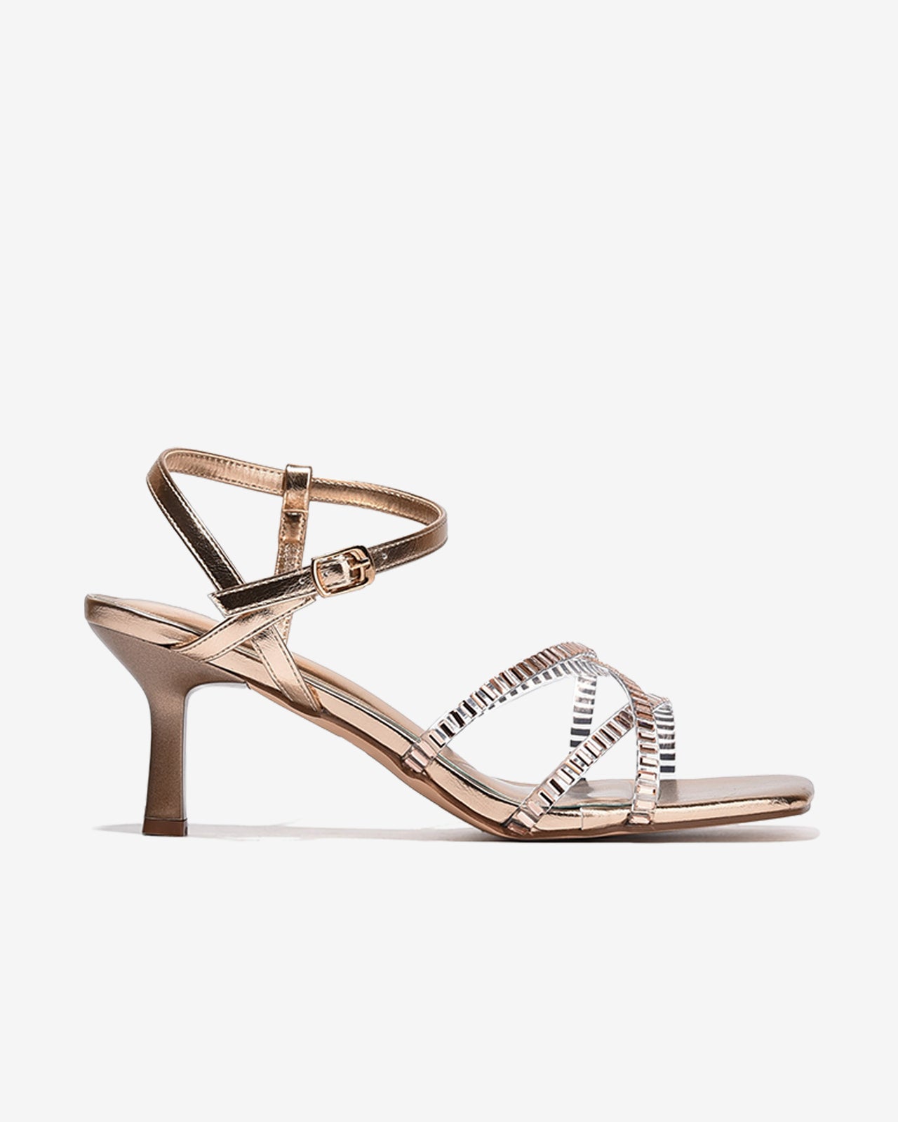 Sandal Cao Gót Zucia Quai Trong Đan Chéo-SHLM6-Vàng Color2First