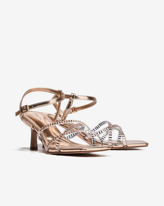 Sandal Cao Gót Zucia Quai Trong Đan Chéo-SHLM6-Vàng Color1