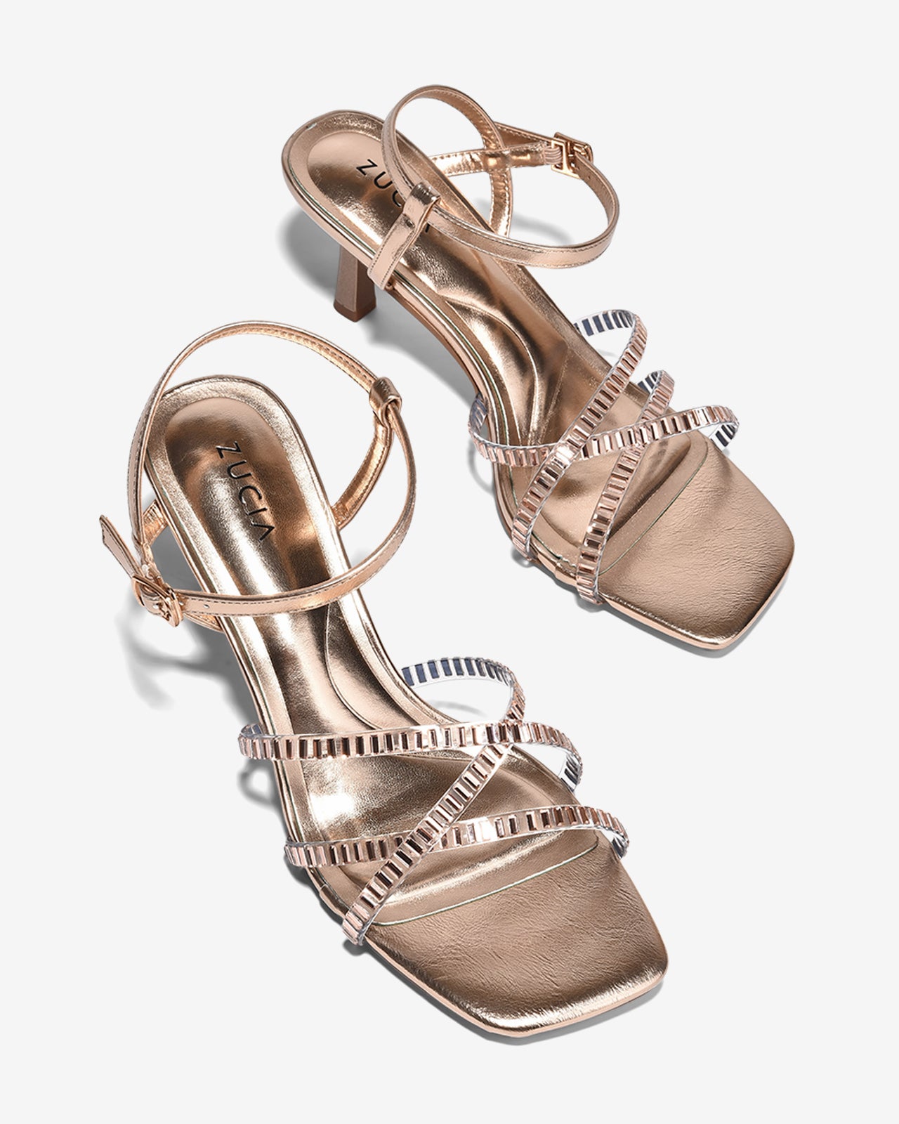 Sandal Cao Gót Zucia Quai Trong Đan Chéo-SHLM6-Vàng Color2