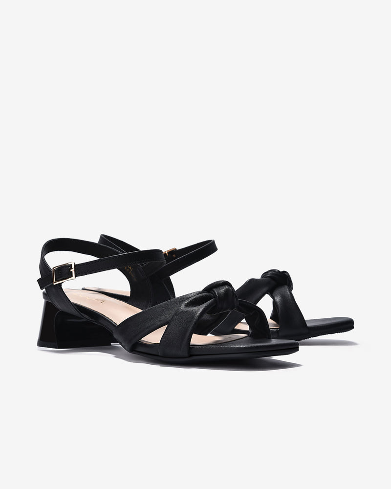 Giày Sandal Cao Gót Zucia Quai Đôi Thắt Nút-SRXA3-Đen Color2