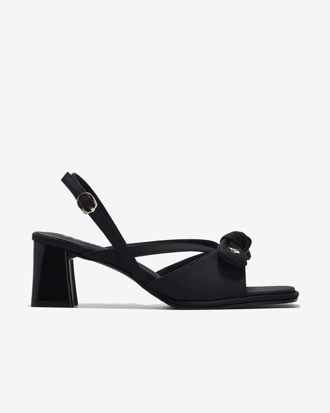 Sandal Cao Gót Zucia Quai Thắt Nơ Đính Logo-STH95-Đen Color2First