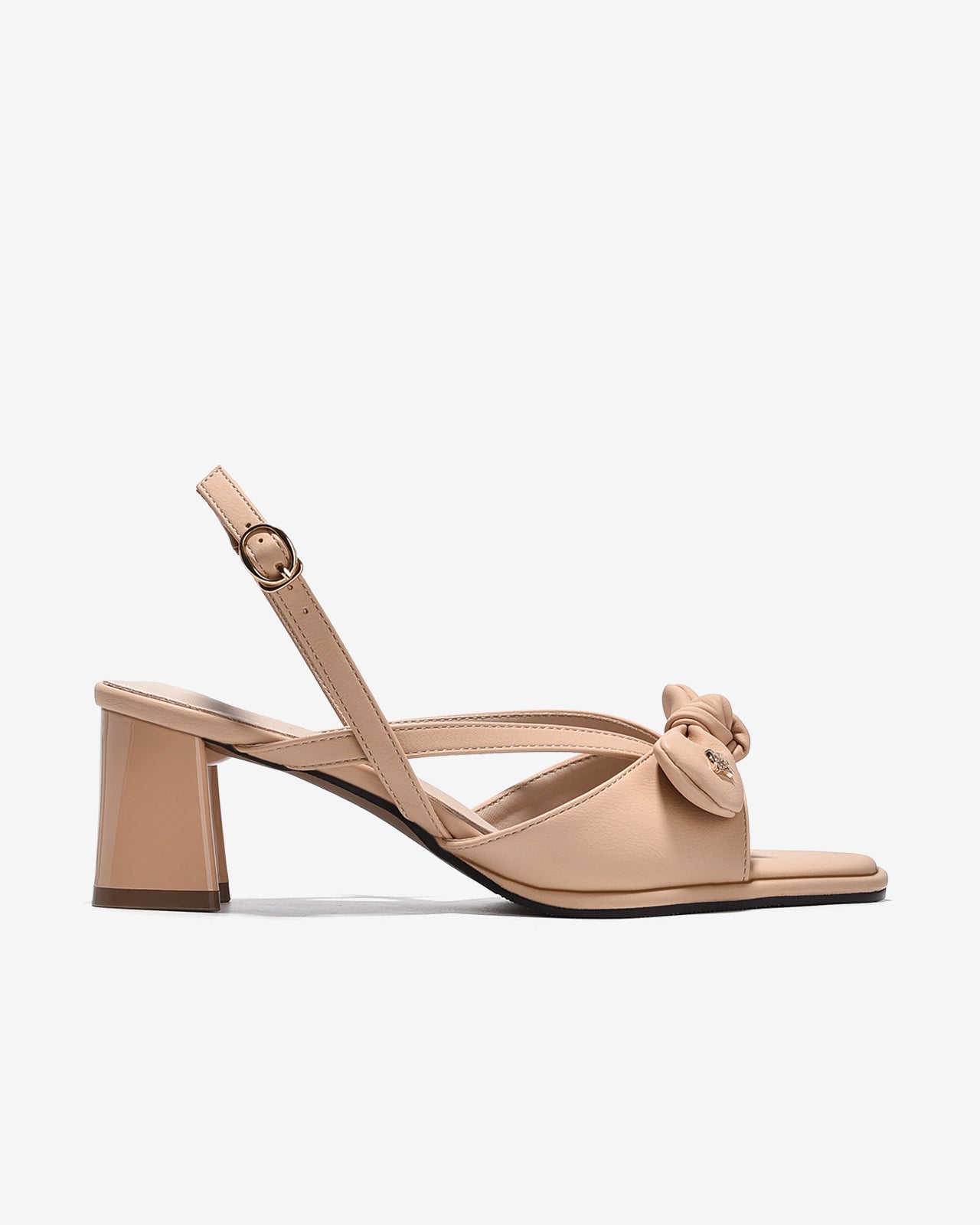 Sandal Cao Gót Zucia Quai Thắt Nơ Đính Logo-STH95-Kem Color3First