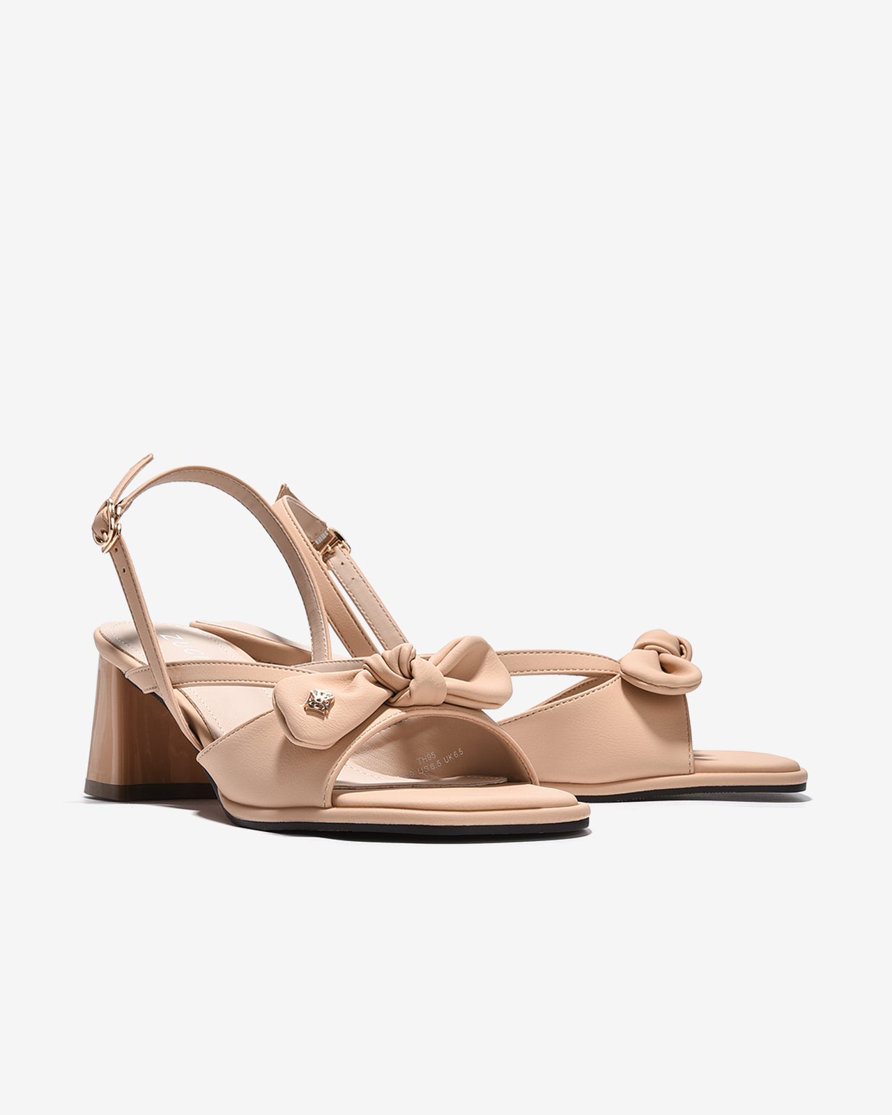 Sandal Cao Gót Zucia Quai Thắt Nơ Đính Logo-STH95-Kem Color3