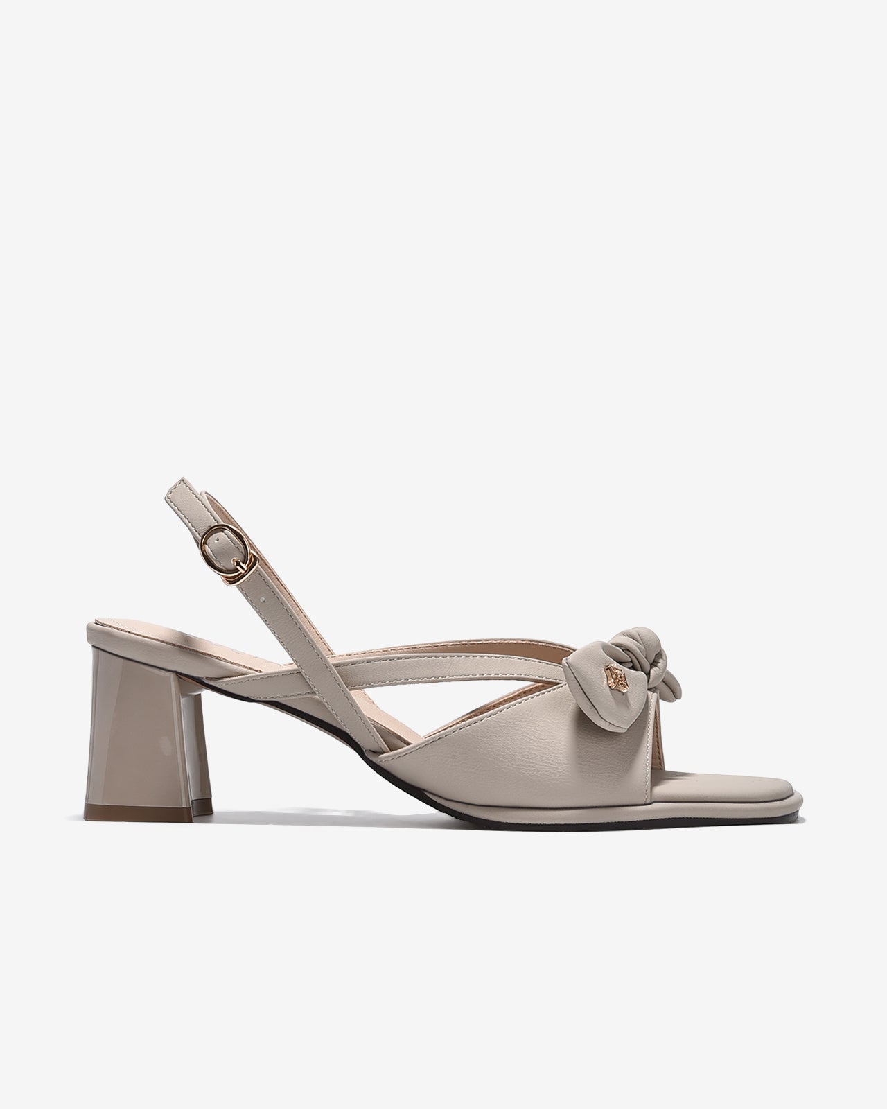 Sandal Cao Gót Zucia Quai Thắt Nơ Đính Logo-STH95-Xám Color1First