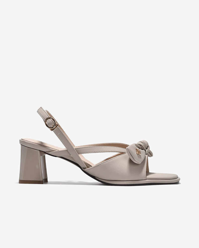 Sandal Cao Gót Zucia Quai Thắt Nơ Đính Logo-STH95-Xám Color2First
