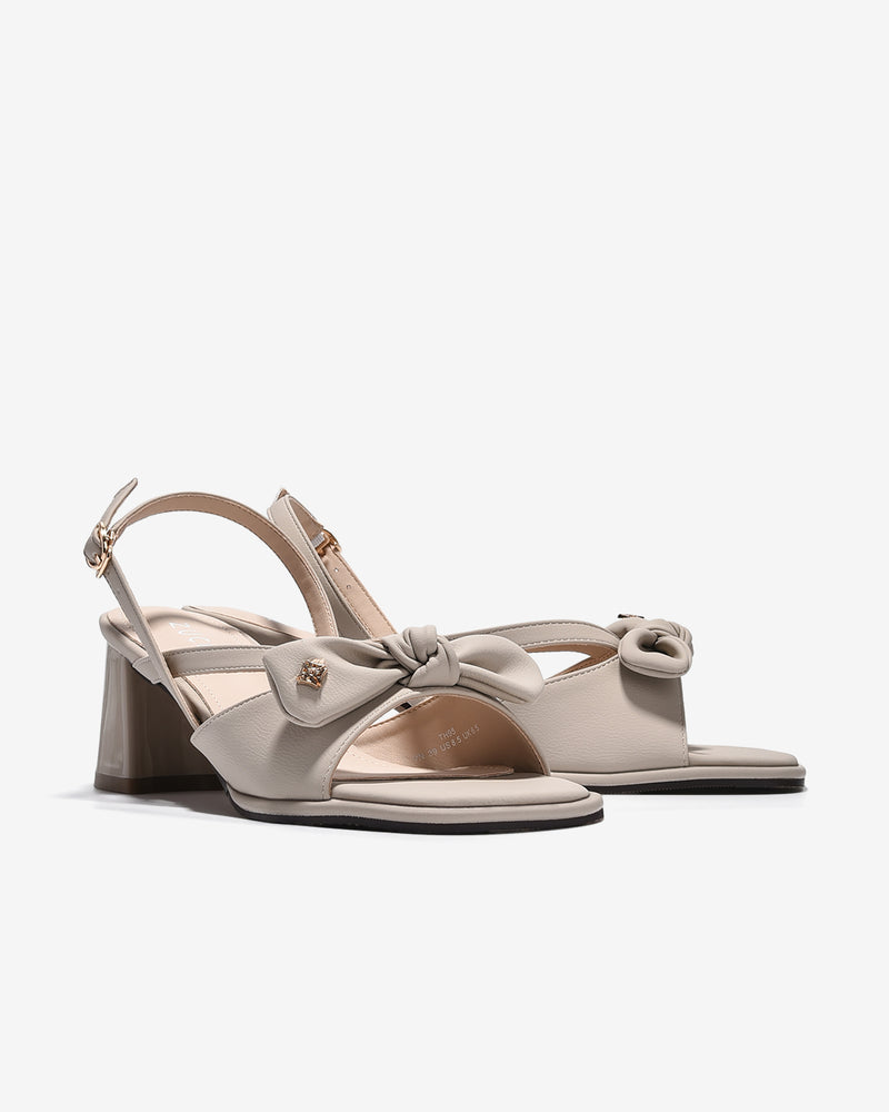 Sandal Cao Gót Zucia Quai Thắt Nơ Đính Logo-STH95-Xám Color2