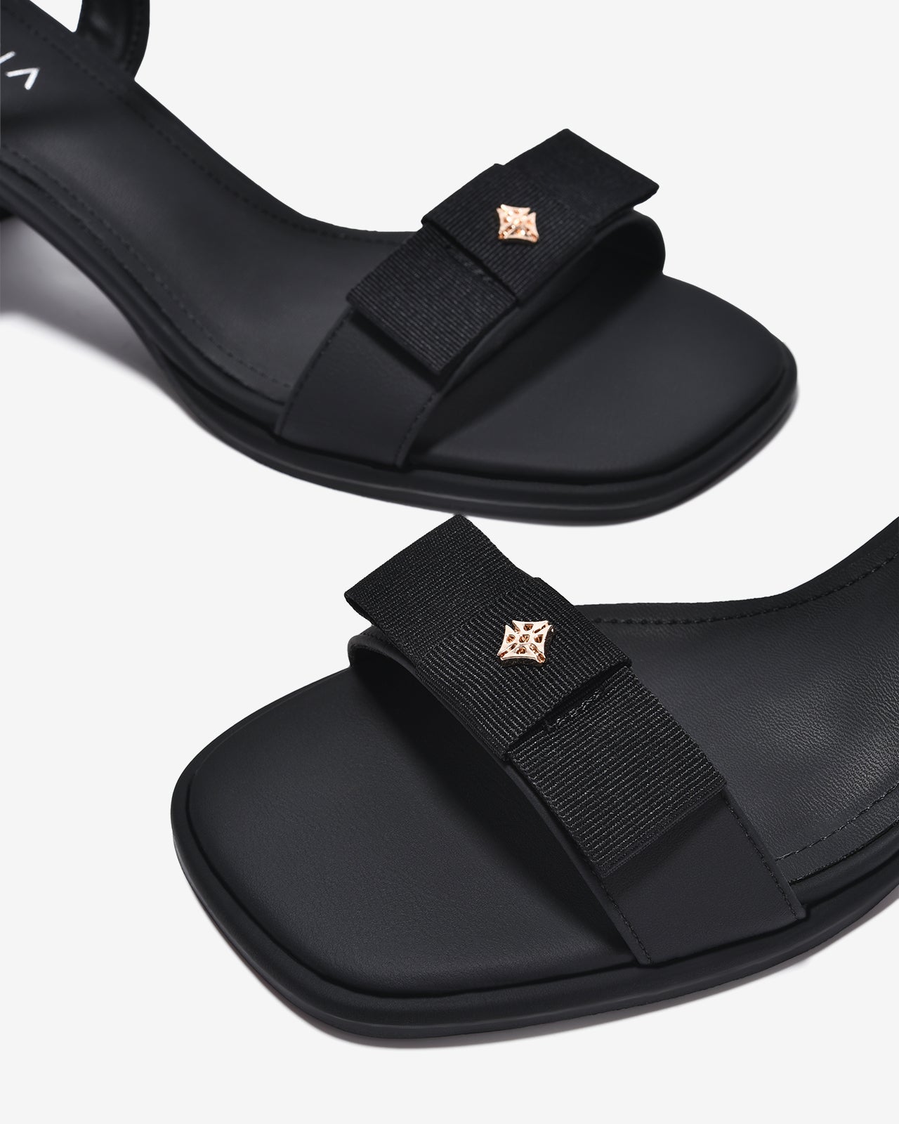 Sandal Cao Gót Zucia Nơ Ruy Băng Đính Logo-STH98-Đen Color3