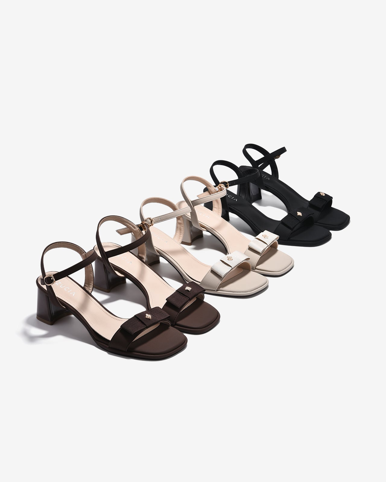 Sandal Cao Gót Zucia Nơ Ruy Băng Đính Logo-STH98-Đen Color2