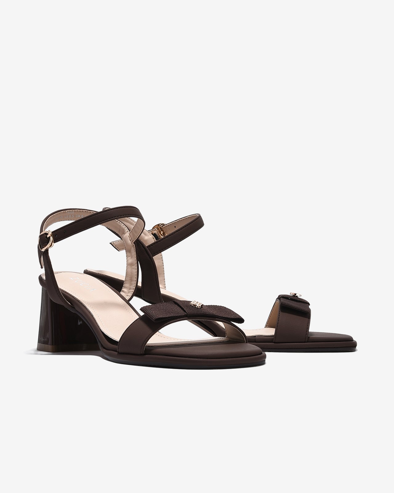 Sandal Cao Gót Zucia Nơ Ruy Băng Đính Logo-STH98-Nâu Color3