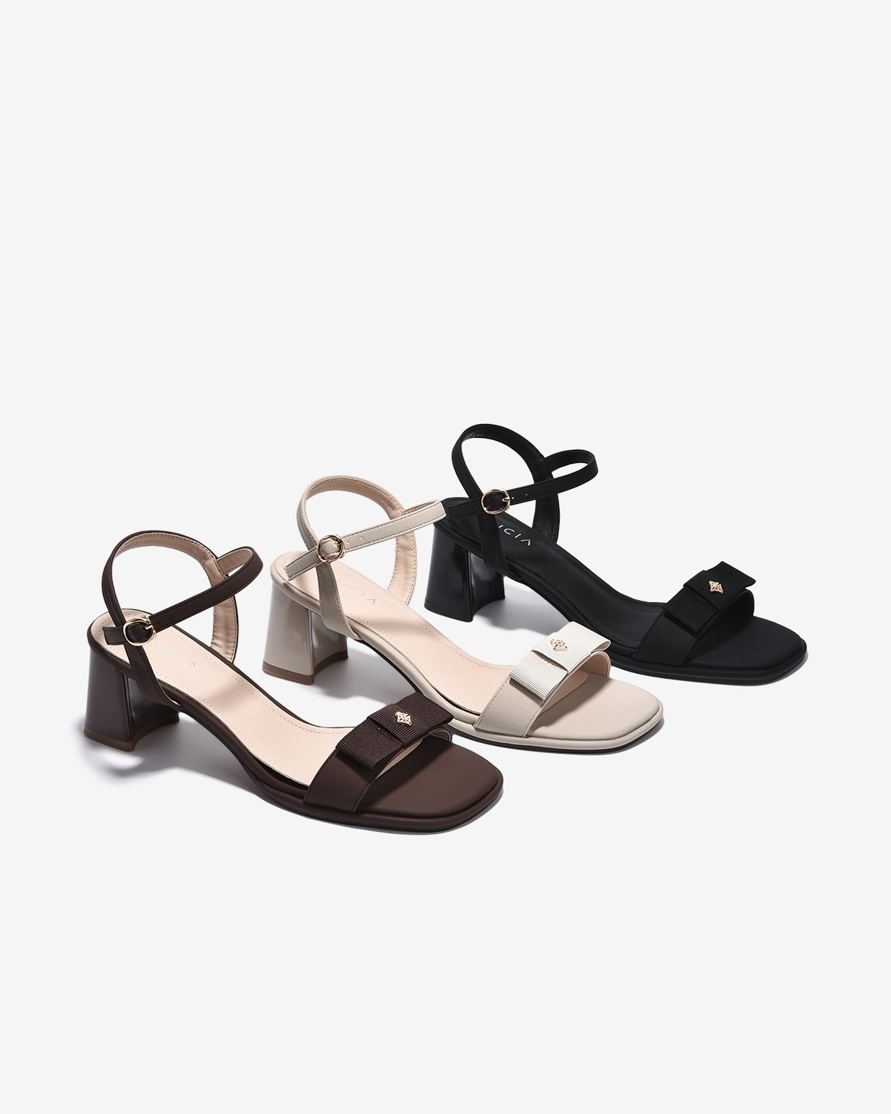 Sandal Cao Gót Zucia Nơ Ruy Băng Đính Logo-STH98-Nâu Color1