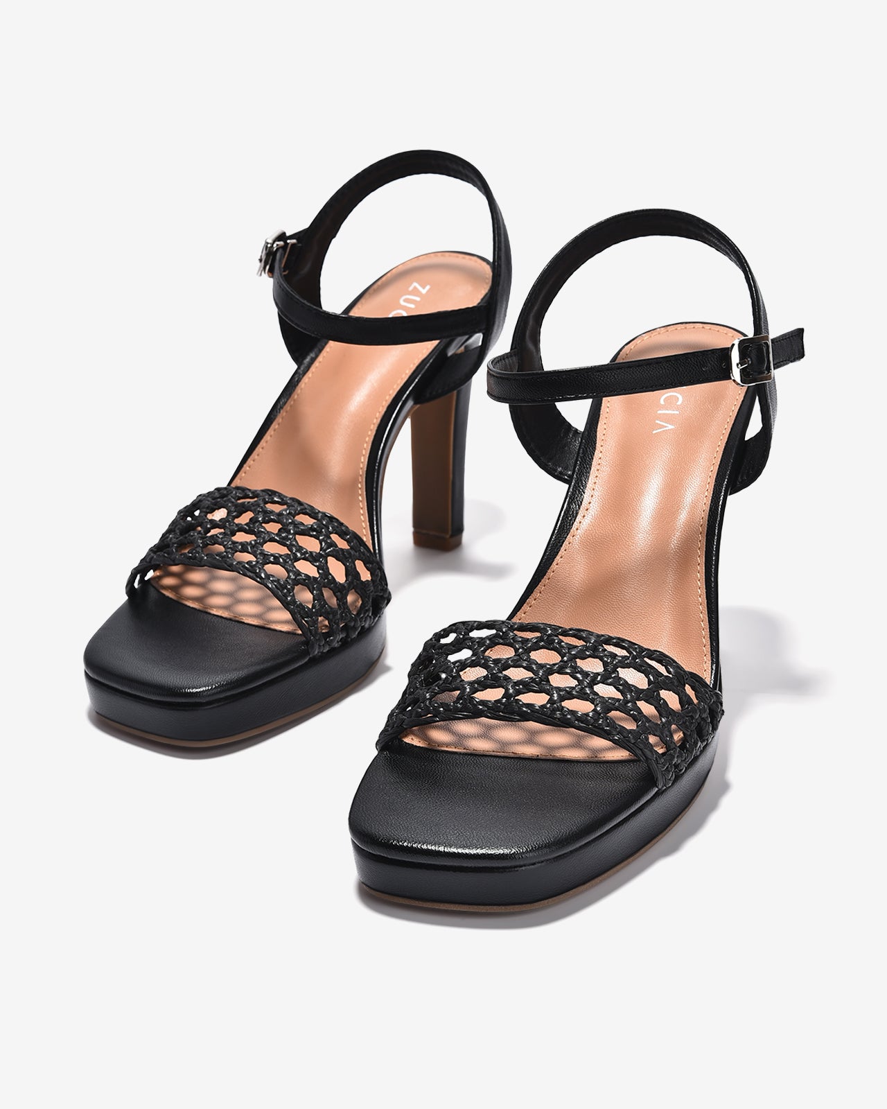 Sandal Cao Gót Zucia Platform Quai Đan Lưới-STHA8-Đen Color1