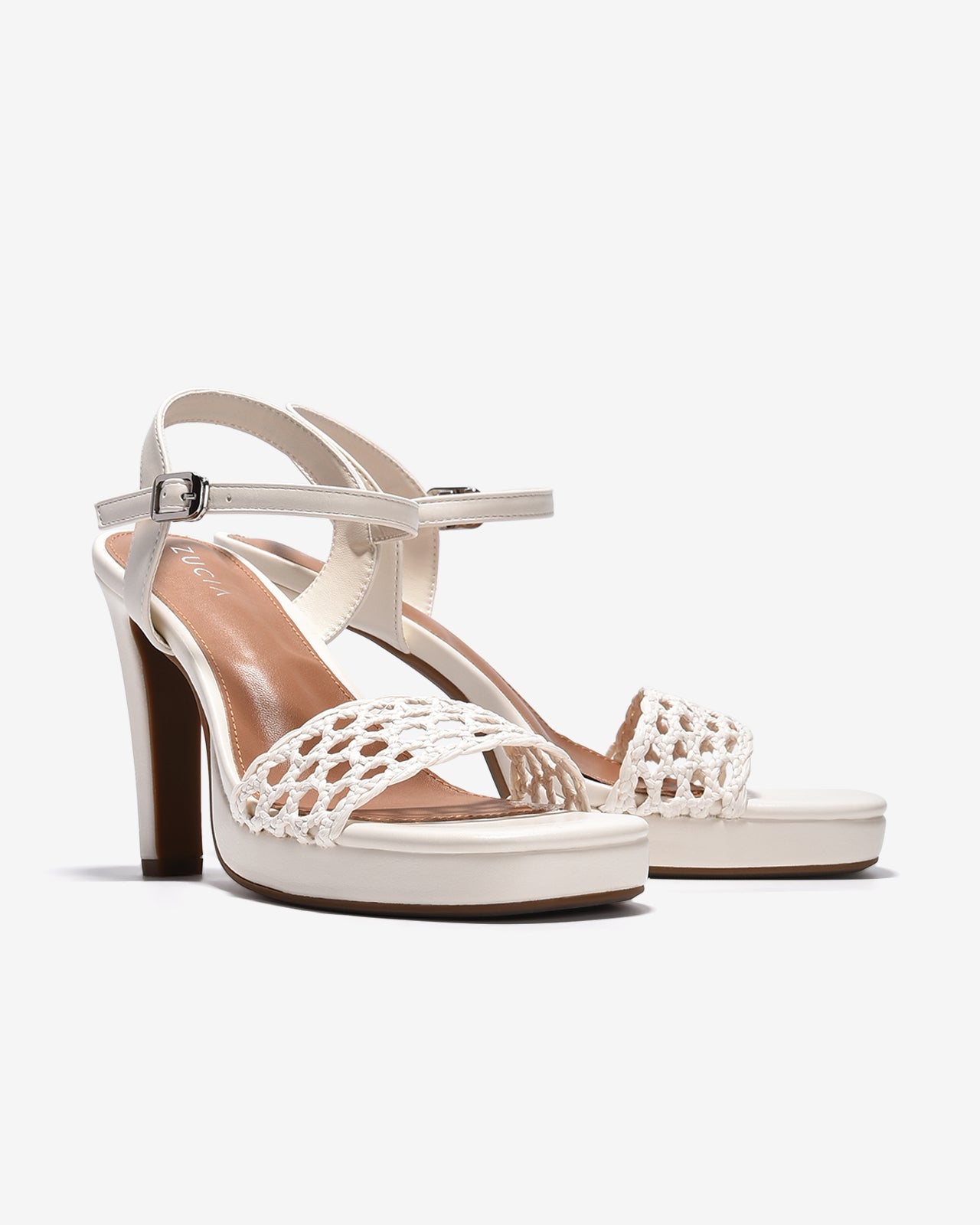 Sandal Cao Gót Zucia Platfrom Quai Đan Lưới-STHA8-Trắng Color2