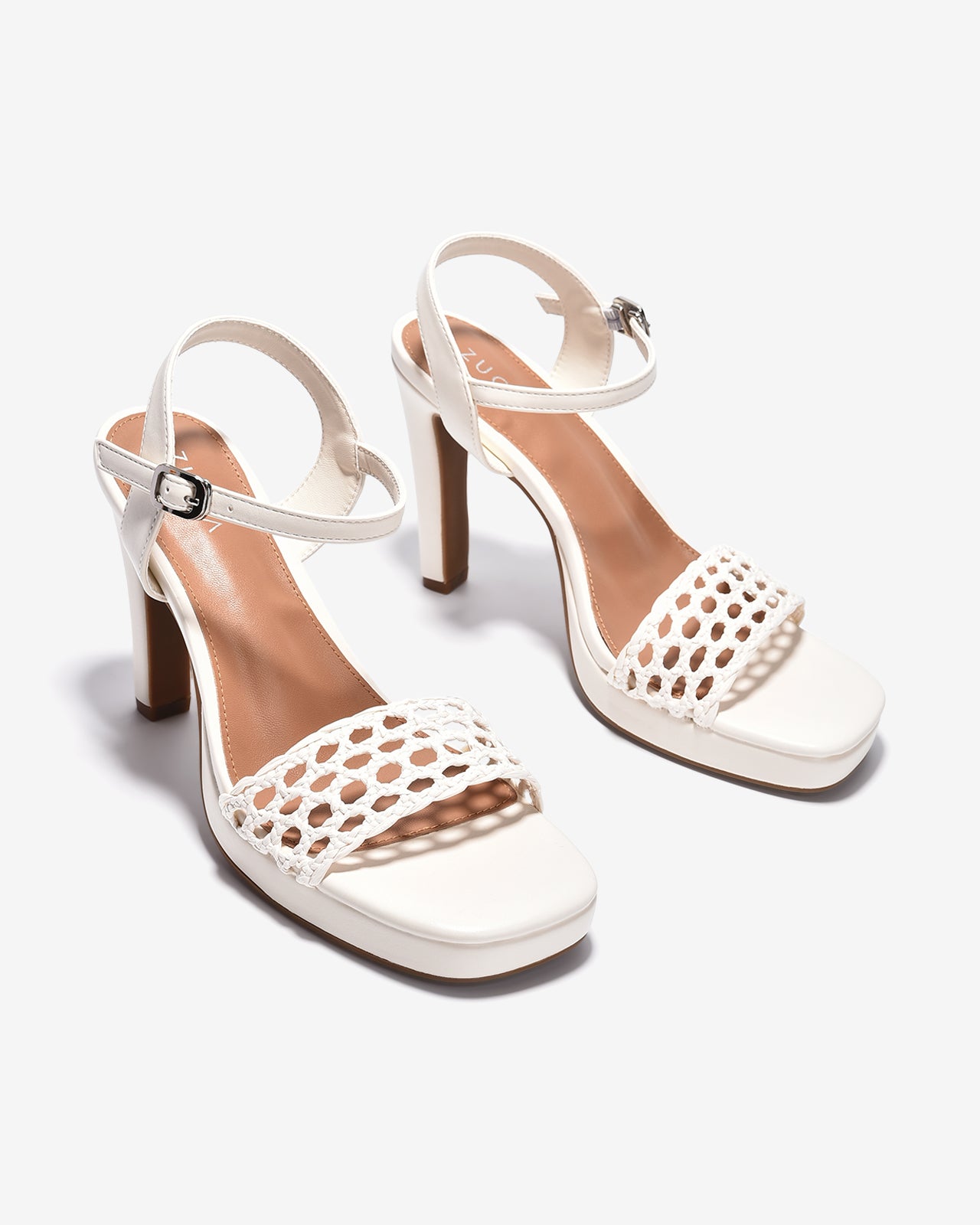Sandal Cao Gót Zucia Platfrom Quai Đan Lưới-STHA8-Trắng Color1