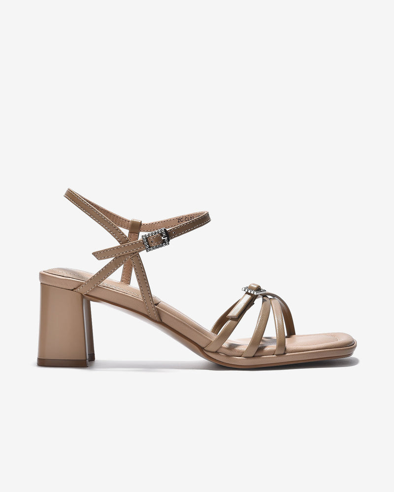 Giày Sandal Cao Gót Zuciani Thiết Kế Ankle Strap-SCL02-Kem Color2First