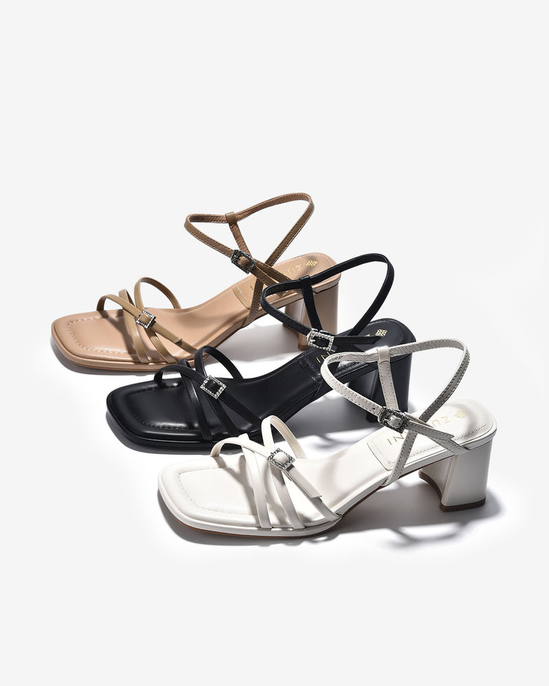 Giày Sandal Cao Gót Zuciani Thiết Kế Ankle Strap-SCL02-Trắng Color2