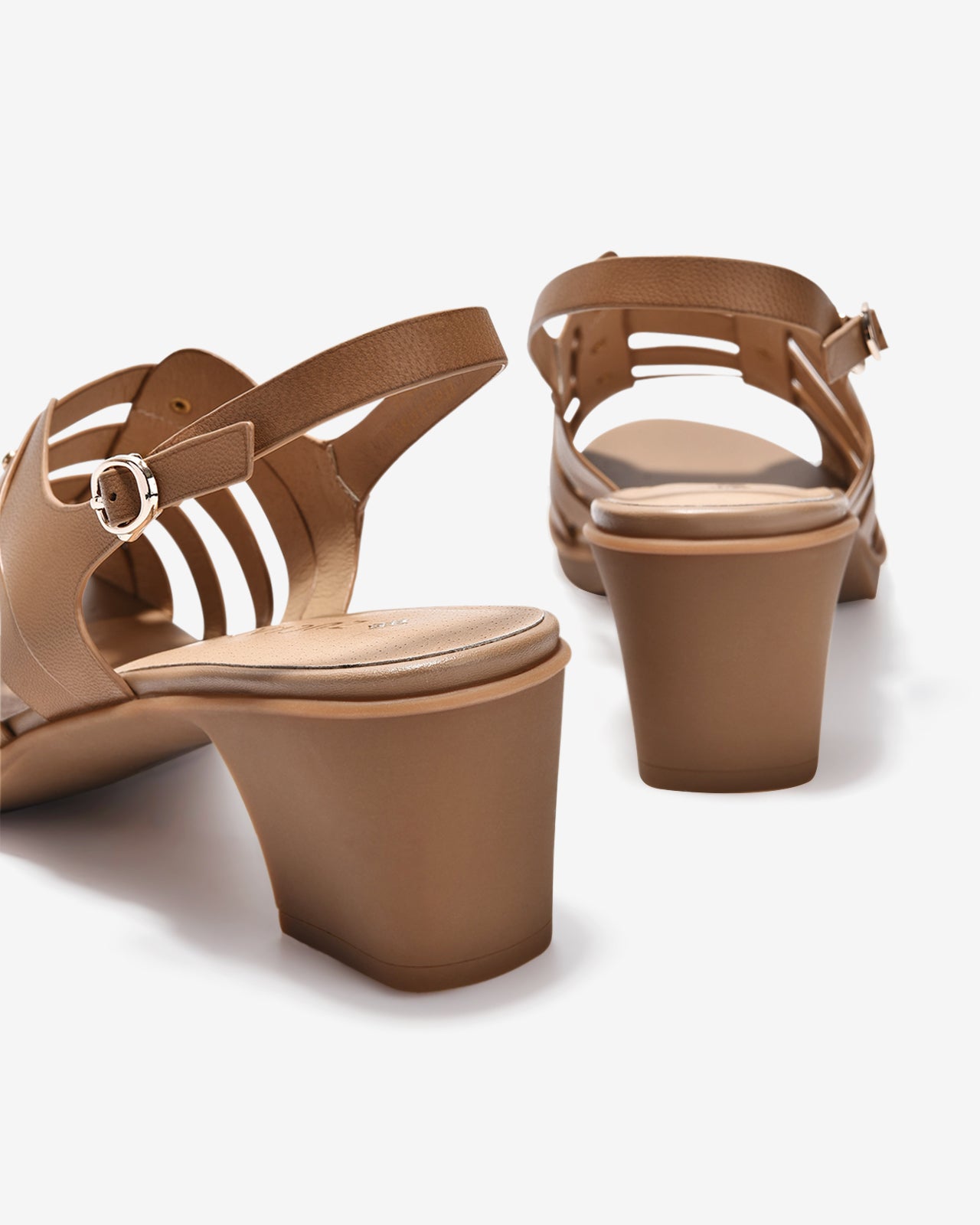 Giày Sandal Cao Gót Zuciani Quai Ngang Phối Kim Loại-SCM14-Nâu Color2