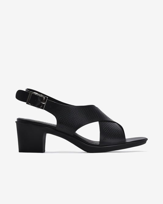 Giày Sandal Cao Gót Zuciani Đế Trụ Quai Chéo-SCM17-Đen Color1First