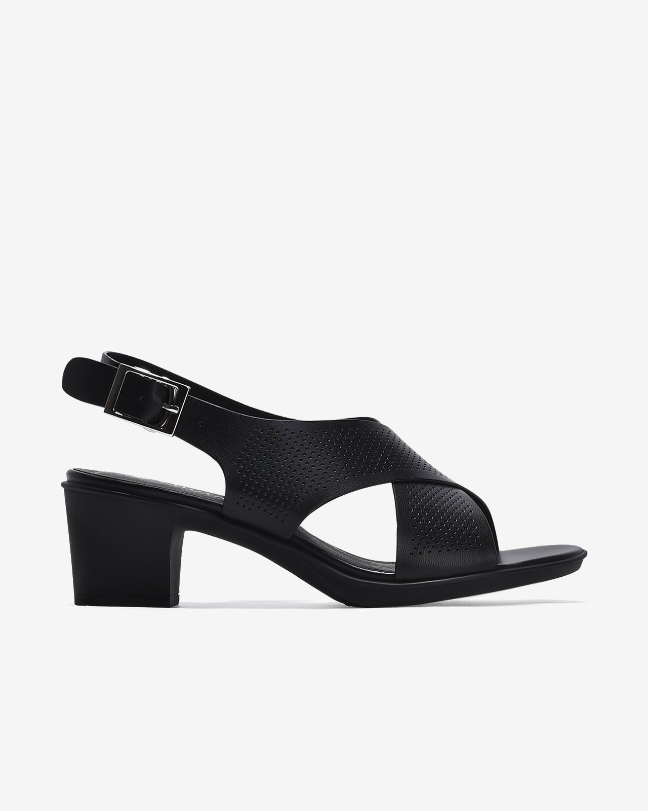 Giày Sandal Cao Gót Zuciani Đế Trụ Quai Chéo-SCM17-Đen Color2First