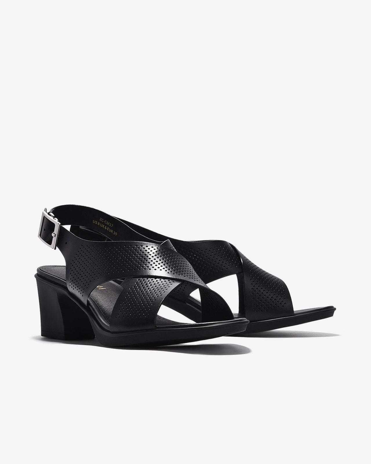 Giày Sandal Cao Gót Zuciani Đế Trụ Quai Chéo-SCM17-Đen Color1