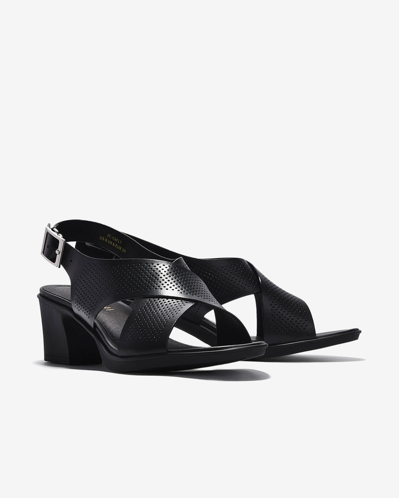 Giày Sandal Cao Gót Zuciani Đế Trụ Quai Chéo-SCM17-Đen Color2