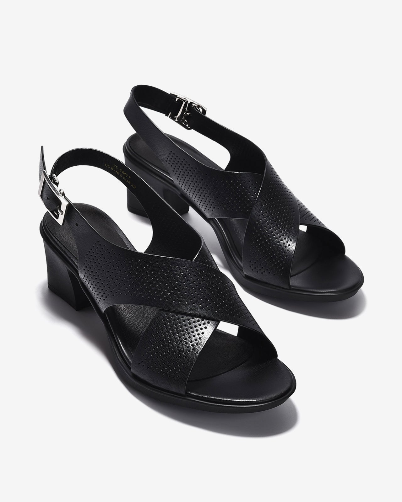 Giày Sandal Cao Gót Zuciani Đế Trụ Quai Chéo-SCM17-Đen Color2