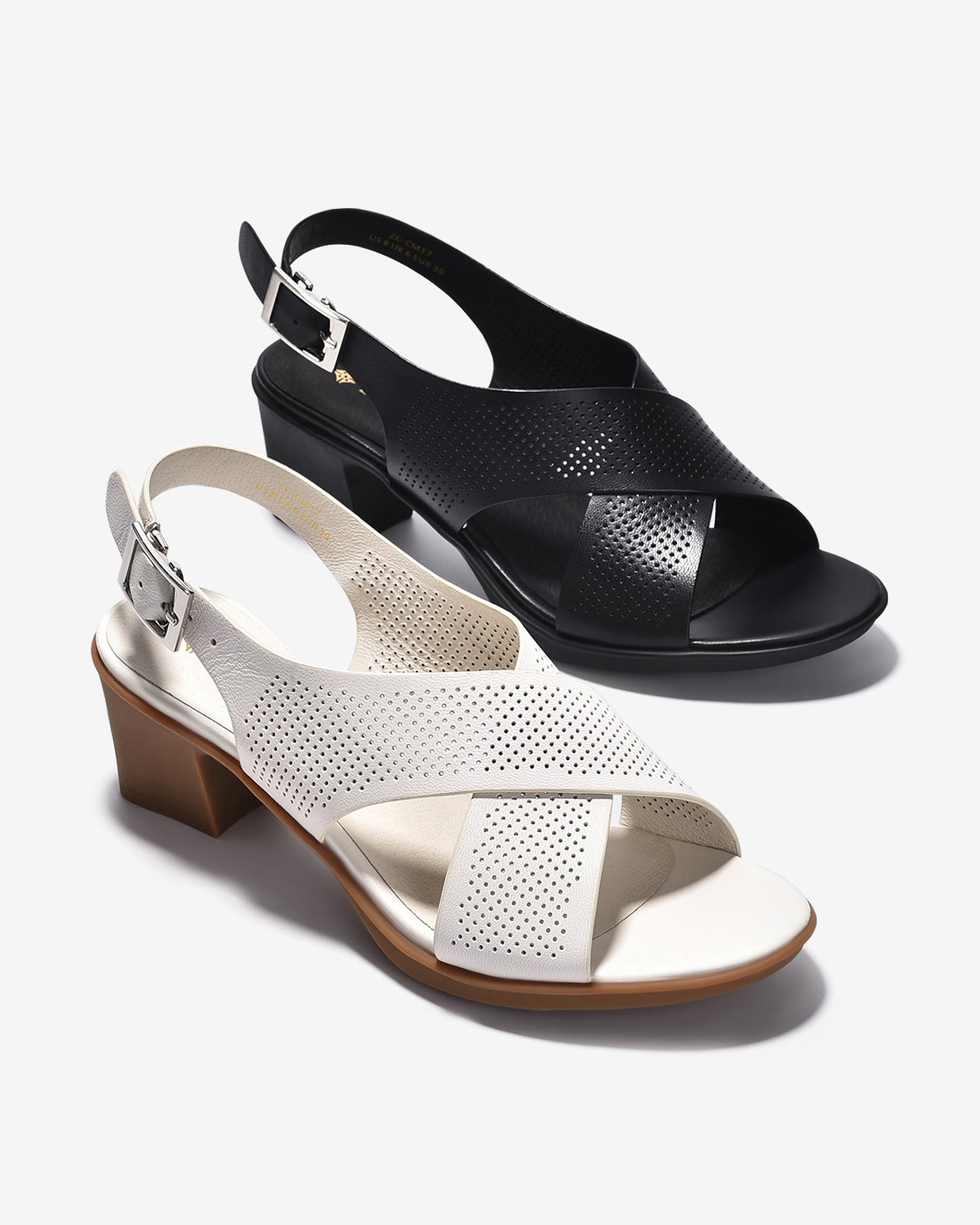 Giày Sandal Cao Gót Zuciani Đế Trụ Quai Chéo-SCM17-Đen Color1