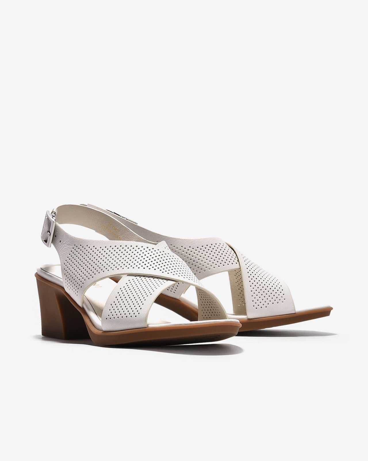 Giày Sandal Cao Gót Zuciani Đế Trụ Quai Chéo-SCM17-Trắng Color1