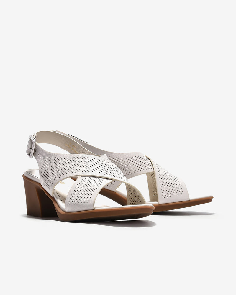 Giày Sandal Cao Gót Zuciani Đế Trụ Quai Chéo-SCM17-Trắng Color2