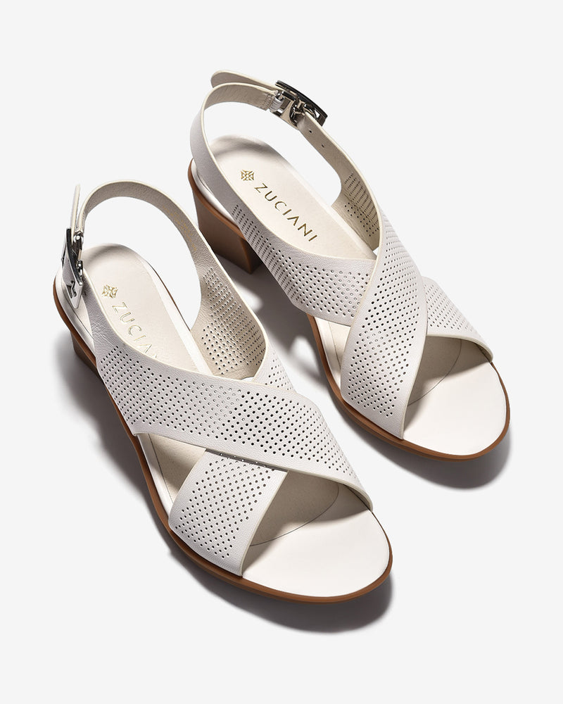 Giày Sandal Cao Gót Zuciani Đế Trụ Quai Chéo-SCM17-Trắng Color2
