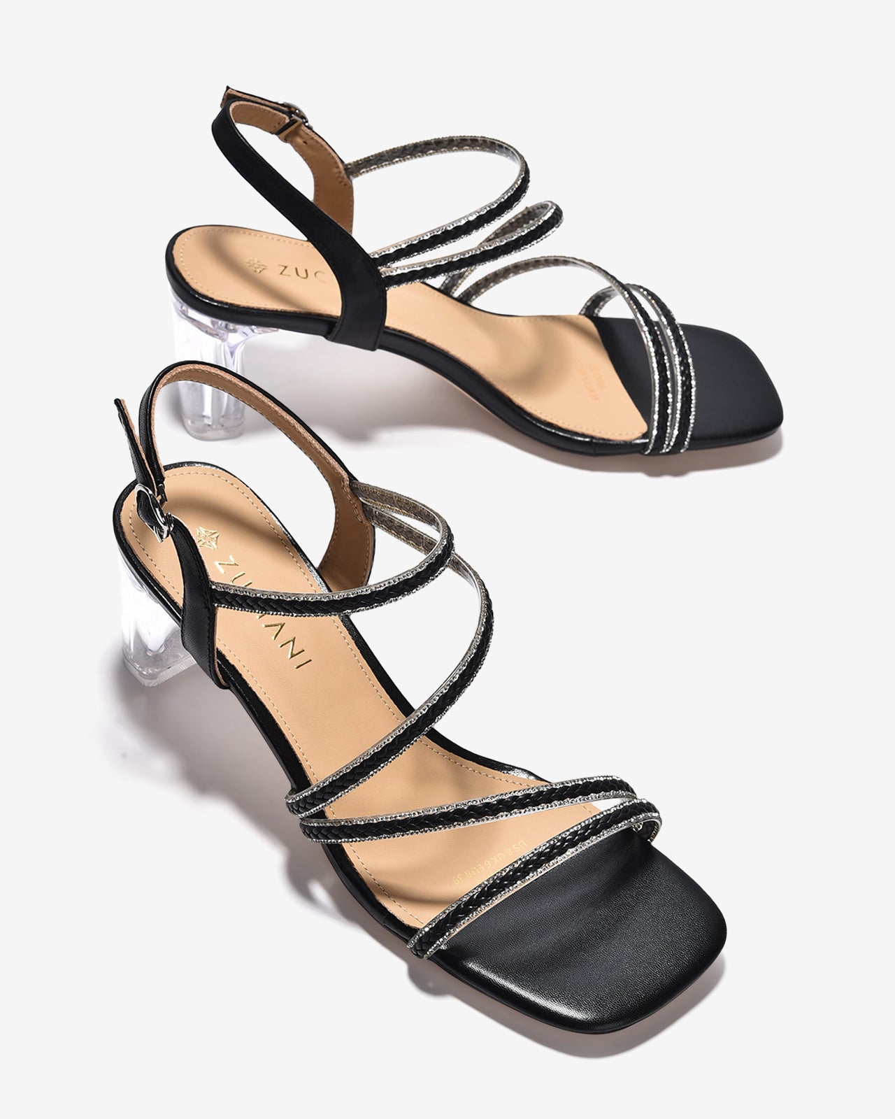 Giày Sandal Cao Gót Zuciani Đế 8cm Trong Suốt-SCM26-Đen Color2