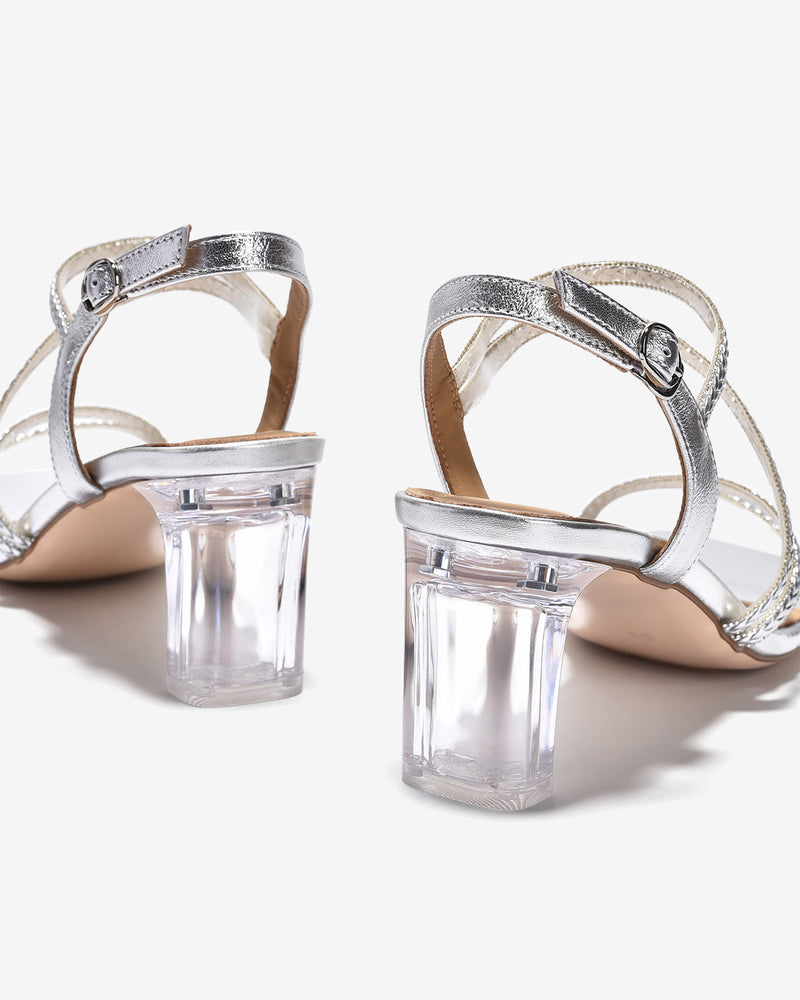 Giày Sandal Cao Gót Zuciani Đế 8cm Trong Suốt-SCM26-Xám Color2
