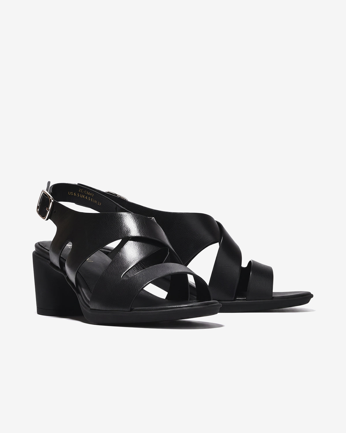 Sandal Cao Gót Nữ 6cm Zuciani Quai Đan Gót Vuông-SCM47Đen Color2