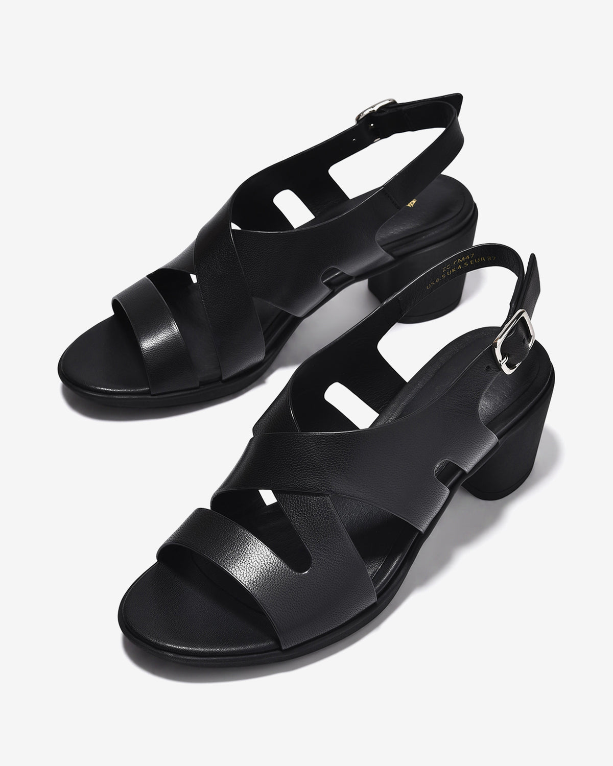 Sandal Cao Gót Nữ 6cm Zuciani Quai Đan Gót Vuông-SCM47Đen Color2