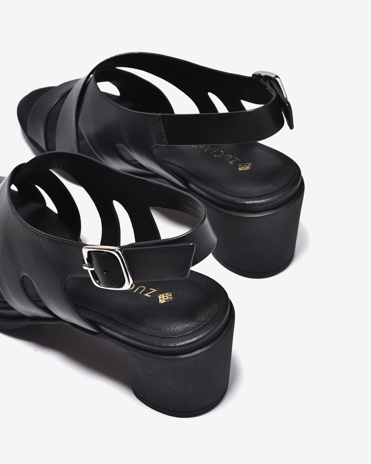 Sandal Cao Gót Nữ 6cm Zuciani Quai Đan Gót Vuông-SCM47Đen Color2
