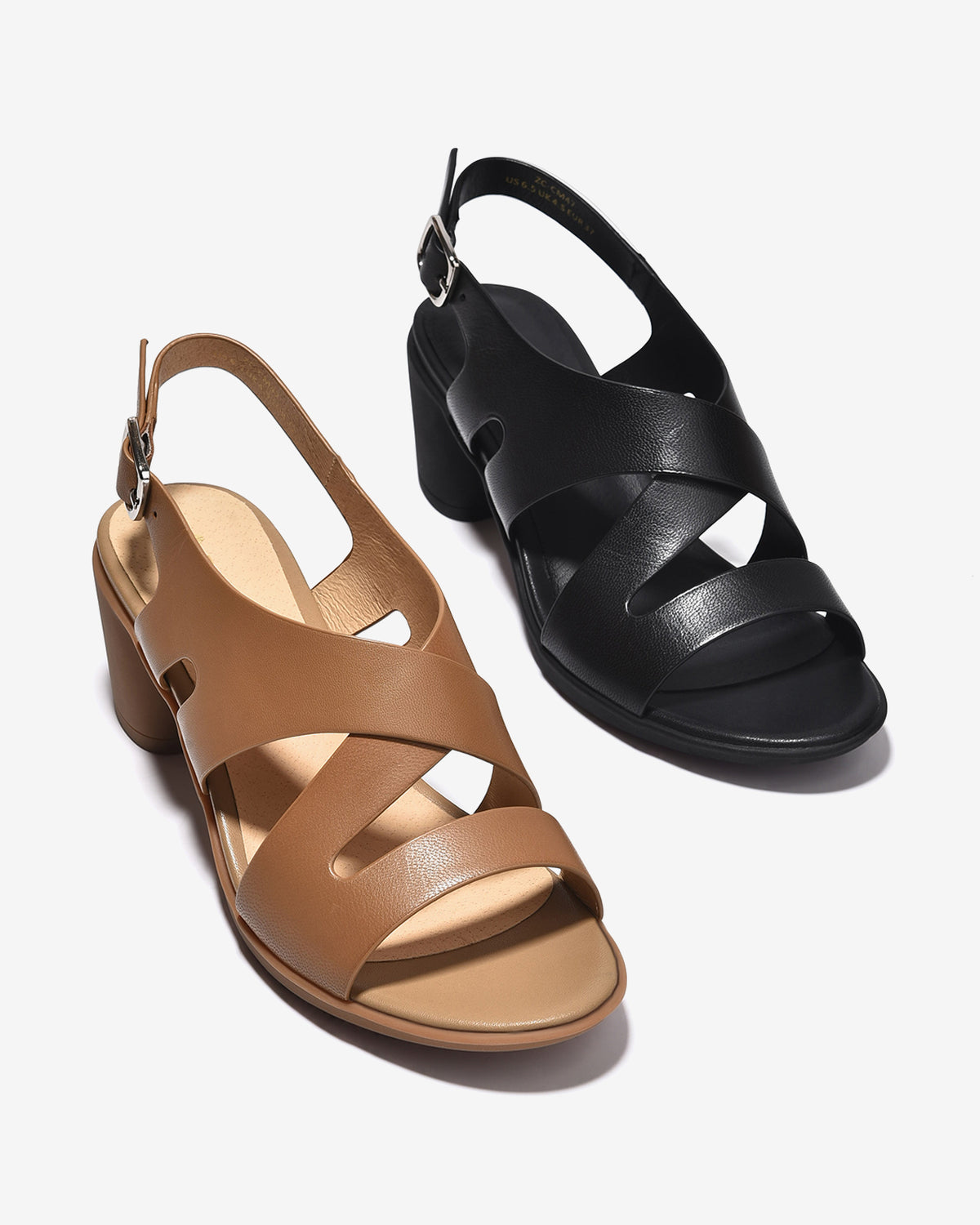 Sandal Cao Gót Nữ 6cm Zuciani Quai Đan Gót Vuông-SCM47Đen Color2