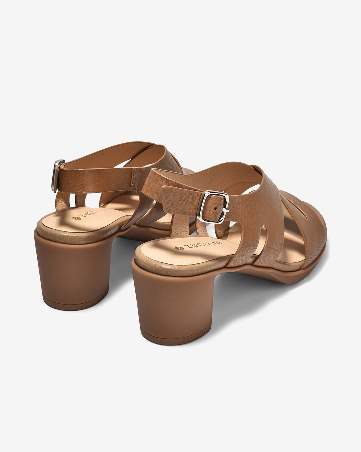 Sandal Cao Gót Nữ 6cm Zuciani Quai Đan Gót Vuông-SCM47-Nâu Color2