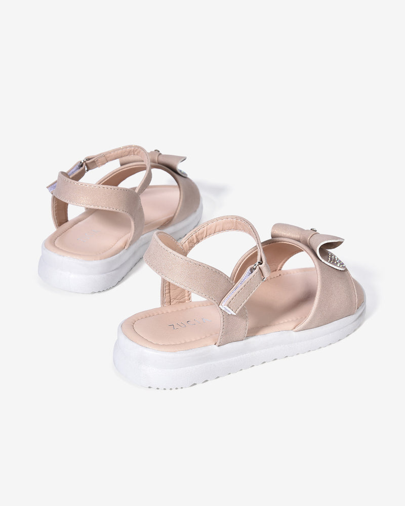 Giày Sandal Trẻ Em Zucia Nơ Đính Hạt-SCS03-Kem Color2