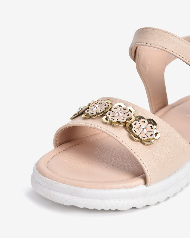 Giày Sandals Zucia Trẻ Em Đính Hoa Ngọc-SCS04-Kem Color2