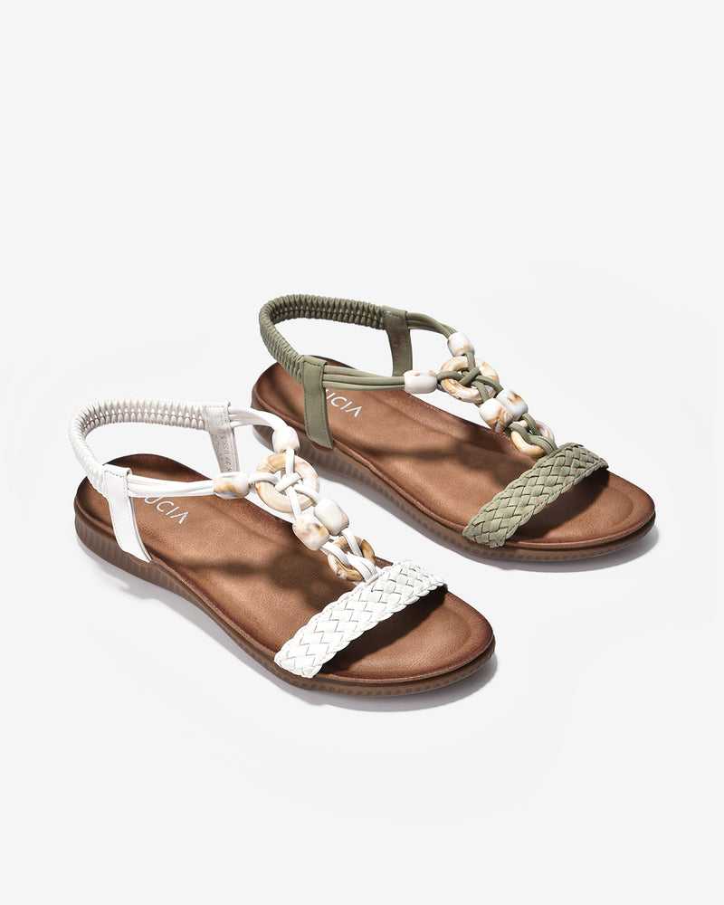 Giày Sandal Zucia Đế Bằng Quai Đan Đính Đá-SHLH2-Xanh Lá Color2