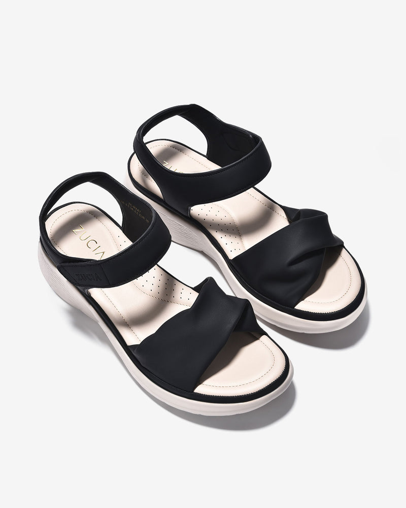 Giày Sandal Zucia Quai Trơn Xoắn Cách Điệu-SRXA7-Đen Color1